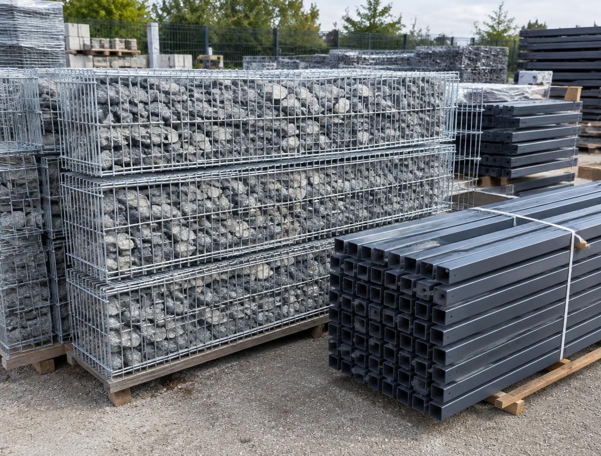 Gabions — Panneaux, grilles et poteaux